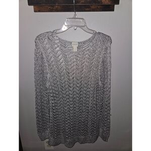 Chicos Silver Shine Crochet Sweater 2